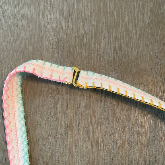 SO Juniors Pop Stitch Ribbed High Neck Swim Bikini Top 360 Mint Size M (7-9) - Picture 6 of 9